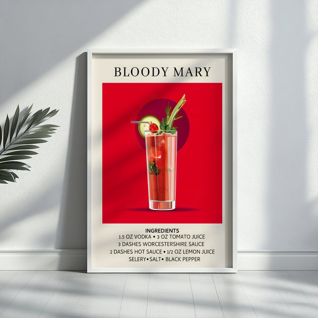 Bloody Mary Cocktail Recipe Framed Poster – Framed Wall Art Poster - Image 4