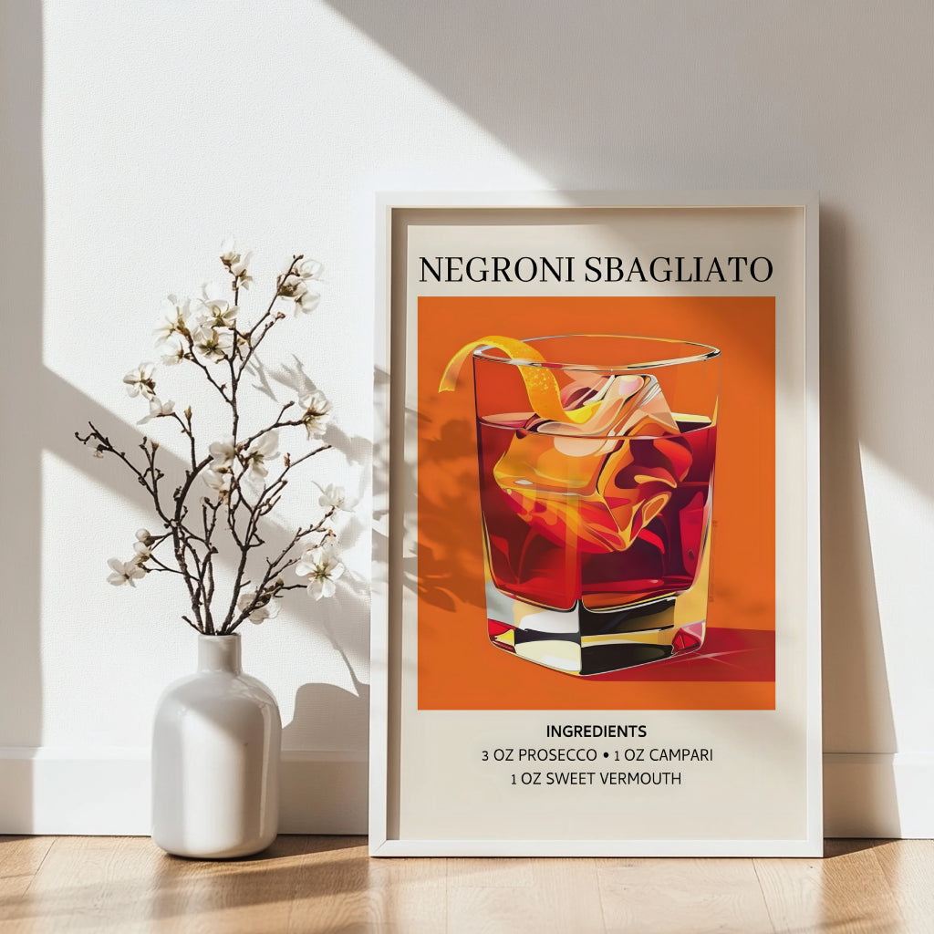 Negroni Sbagliato Cocktail Recipe Framed Poster – Framed Wall Art Poster - Image 3