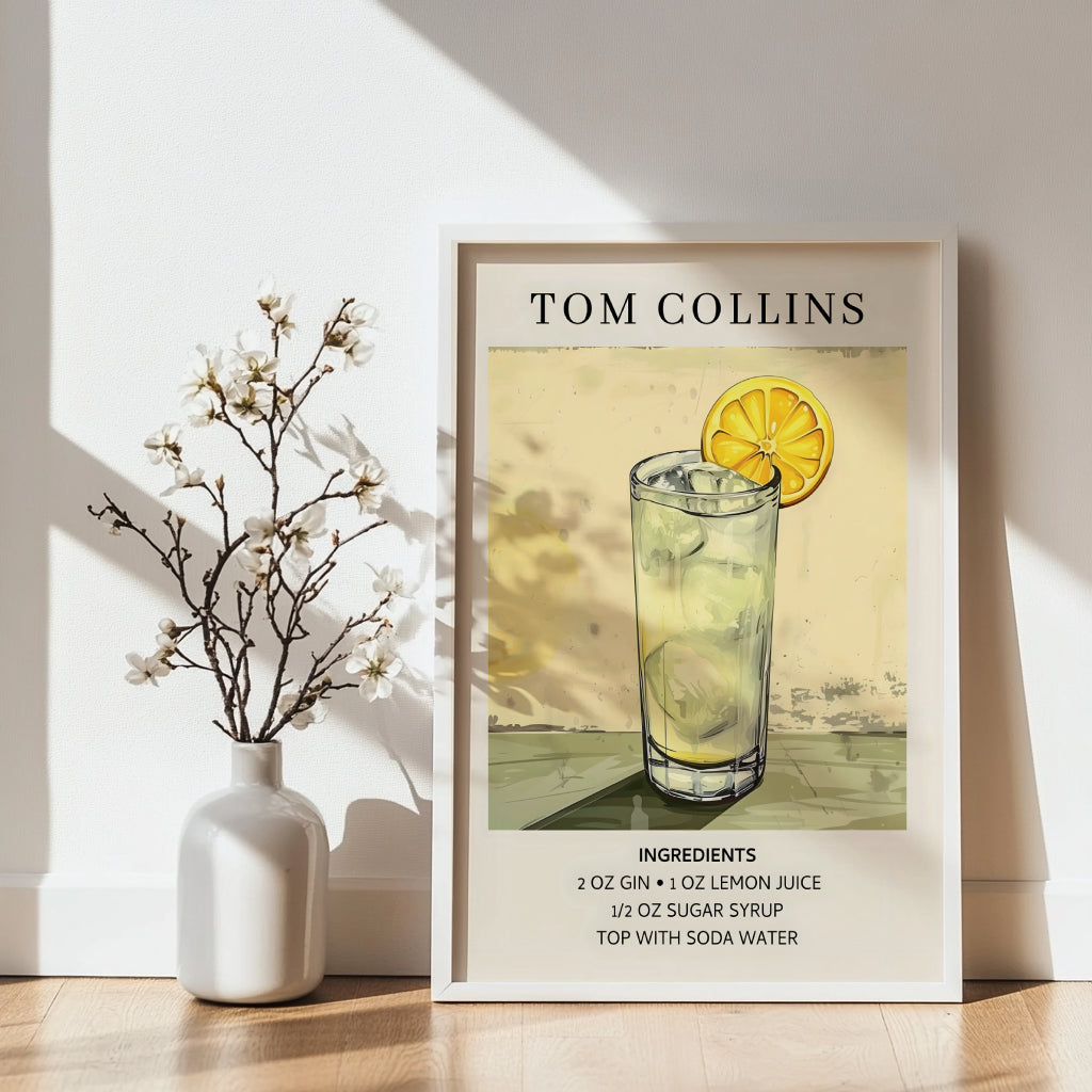 Tom Collins Cocktail Recipe Framed Poster – Framed Wall Art Poster - Image 2