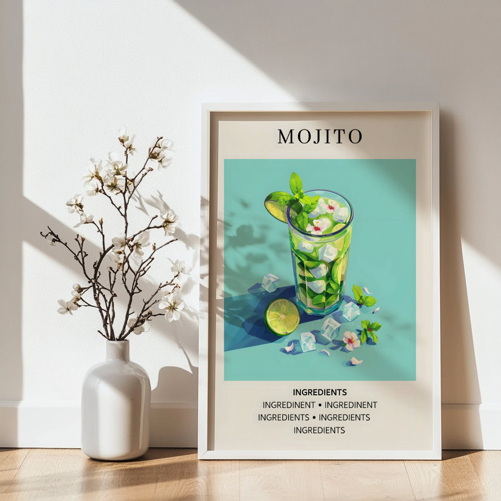 Mojito Cocktail Recipe Framed Poster – Framed Wall Art Poster - Image 3