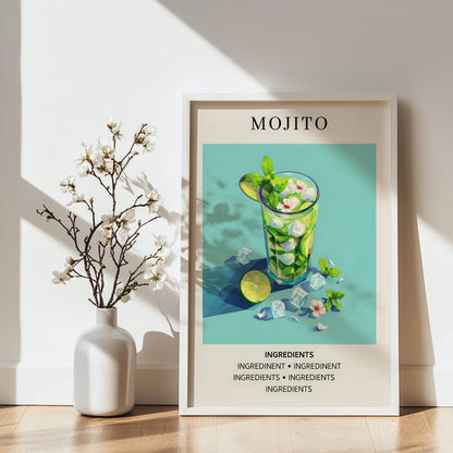 Mojito Cocktail Recipe Framed Poster – Framed Wall Art Poster - Image 3