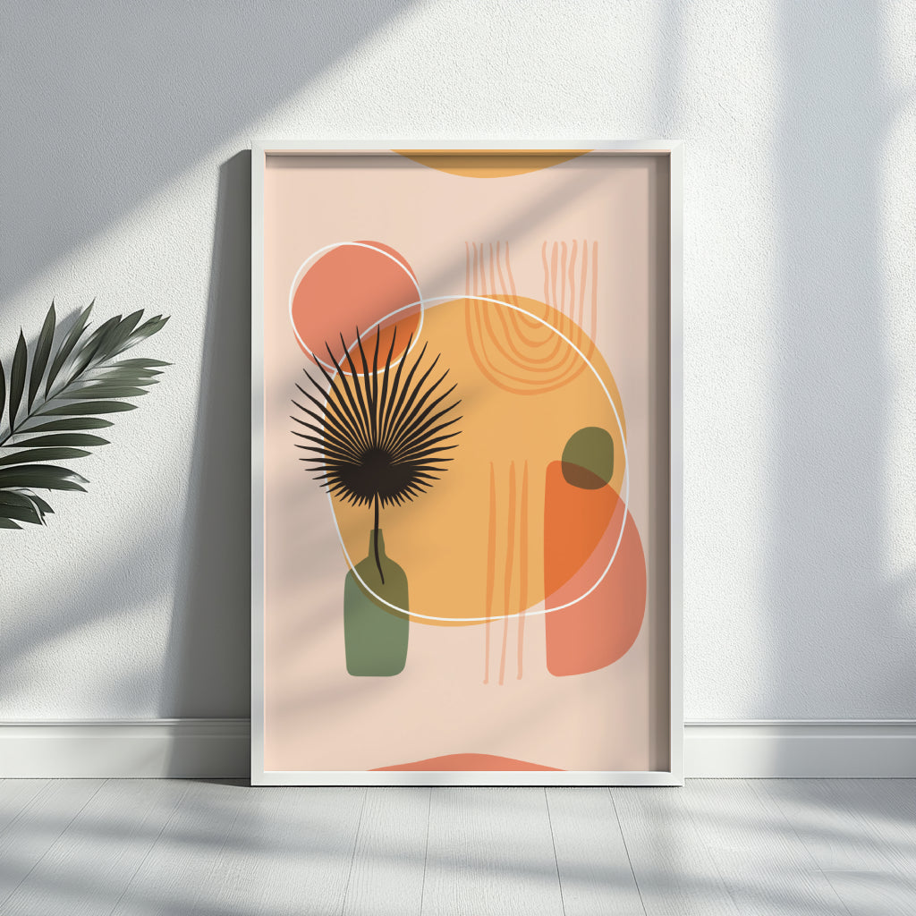 Terracotta Abstract Palm Leaf Framed Poster – Framed Wall Art Poster - Image 3