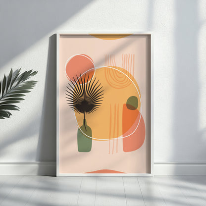 Terracotta Abstract Palm Leaf Framed Poster – Framed Wall Art Poster - Image 3
