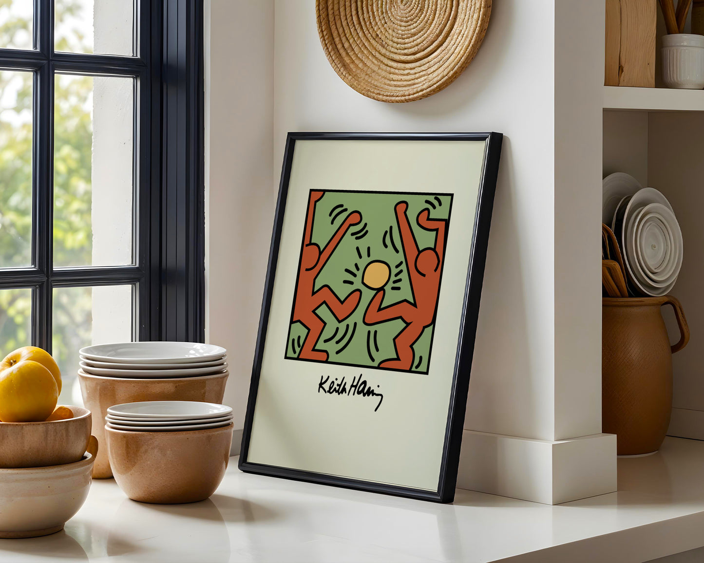 Keith Haring Style Pop Art Dancing Figures Framed Poster - View 2