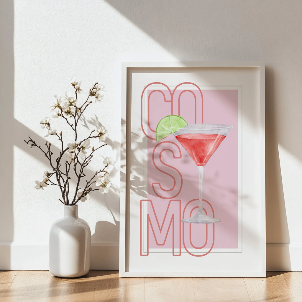 Cosmopolitan Cocktail Pink Wall Art Framed Poster – Framed Wall Art Poster - Image 3