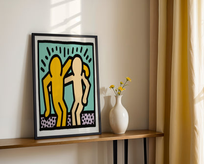 Keith Haring Style Dancing Figures Framed Poster - View 4