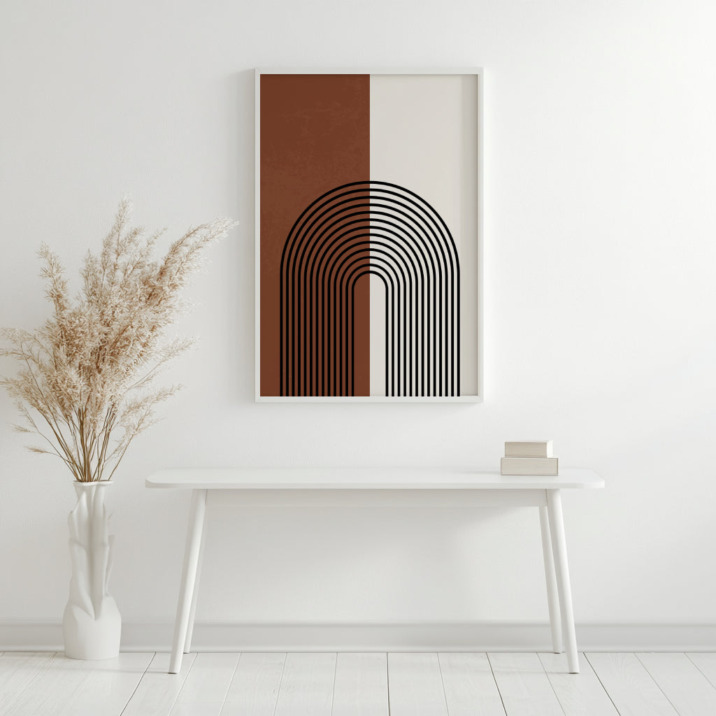 Terracotta & Beige Geometric Arches Wall Art – Framed Wall Art Poster - Image 3