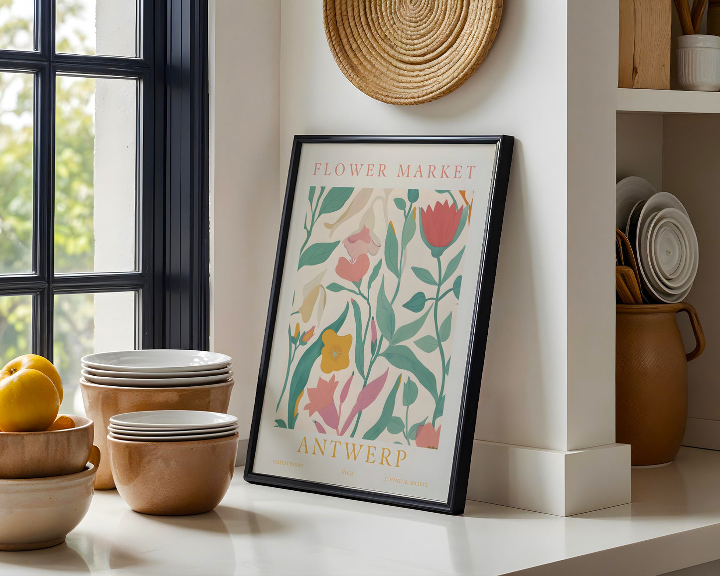 Antwerp Flower Market Botanical Framed Poster – Framed Wall Art Poster - Image 1