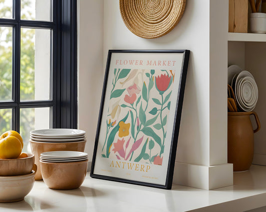 Antwerp Flower Market Botanical Framed Poster – Framed Wall Art Poster - Image 1