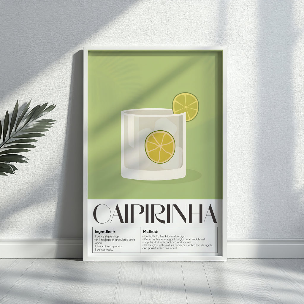 Caipirinha Cocktail Recipe Framed Poster – Framed Wall Art Poster - Image 3