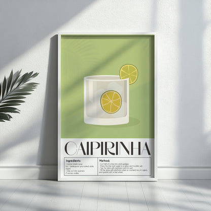 Caipirinha Cocktail Recipe Framed Poster – Framed Wall Art Poster - Image 3