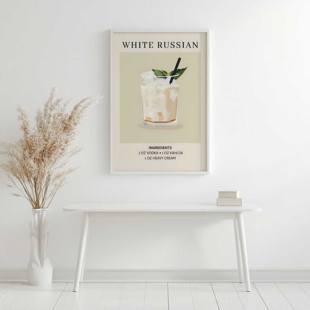 White Russian Cocktail Recipe Framed Poster#1 – Framed Wall Art Poster - Image 4