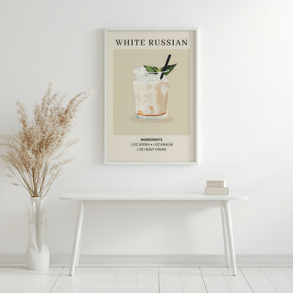 White Russian Cocktail Recipe Framed Poster#1 – Framed Wall Art Poster - Image 4