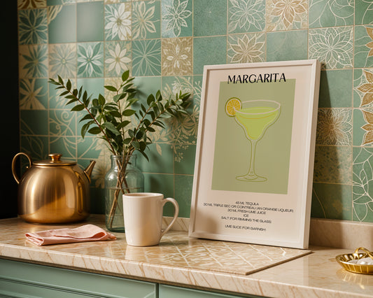 Margarita Cocktail Recipe Minimalist Framed Wall Art – Framed Wall Art Poster - Image 1
