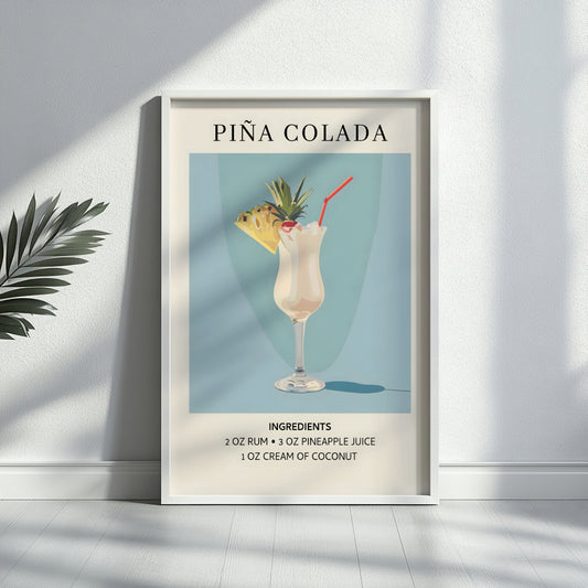 Piña Colada Cocktail Recipe Framed Poster – Framed Wall Art Poster - Image 2