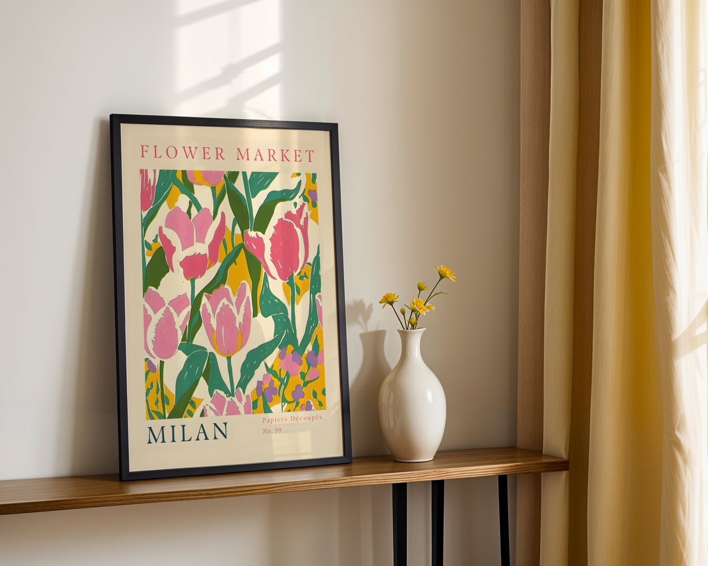 Milan Flower Market Pink Tulips Framed Poster – Framed Wall Art Poster - Image 3