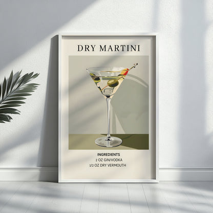 Dry Martini Cocktail Recipe Framed Poster – Framed Wall Art Poster - Image 2