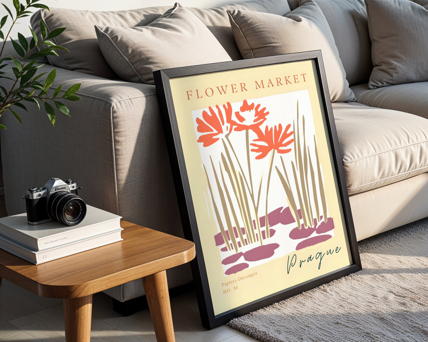 Prague Flower Market Abstract Art Framed Poster – Framed Wall Art Poster - Image 1