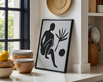 Abstract Seated Figure & Tropical Leaf Framed Poster - View 5