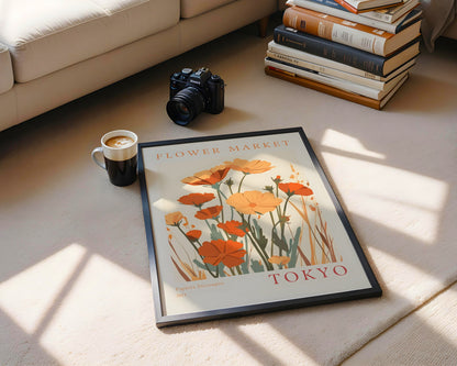 Tokyo Flower Market Poppies Framed Poster – Framed Wall Art Poster - Image 4