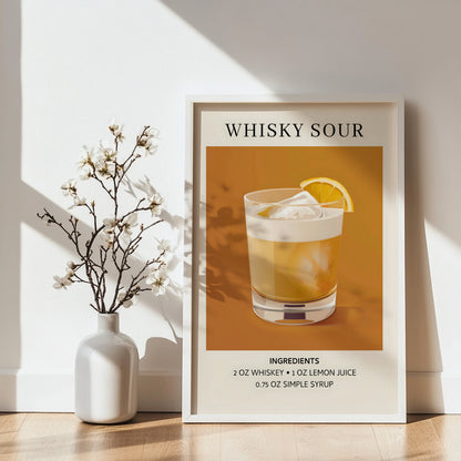 Whisky Sour Cocktail Recipe Framed Poster – Framed Wall Art Poster - Image 4