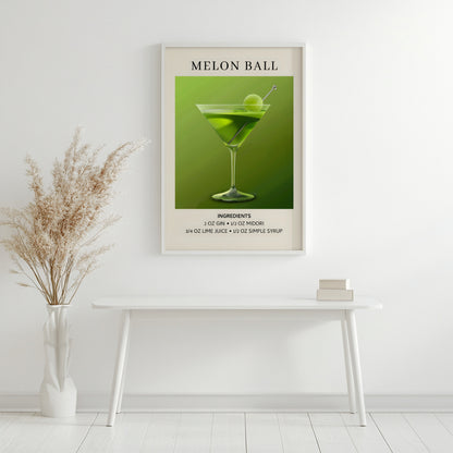 Melon Ball Cocktail Recipe Framed Poster – Framed Wall Art Poster - Image 4