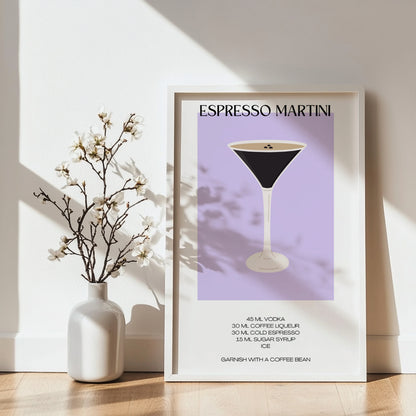 Espresso Martini Cocktail Recipe Framed Poster – Framed Wall Art Poster - Image 3