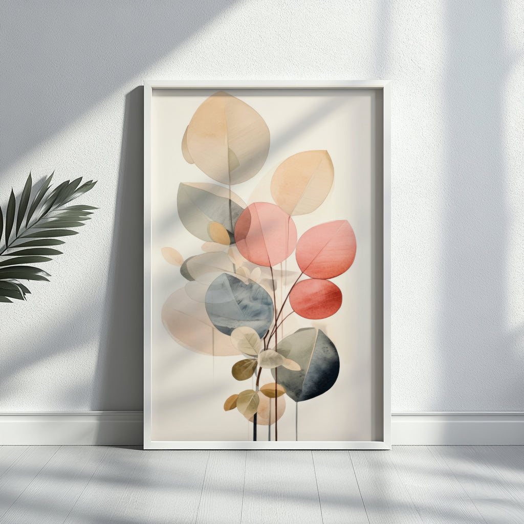 Muted Abstract Botanical Leaves Framed Poster – Framed Wall Art Poster - Image 2