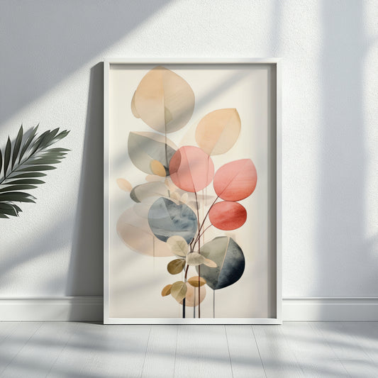 Muted Abstract Botanical Leaves Framed Poster – Framed Wall Art Poster - Image 2