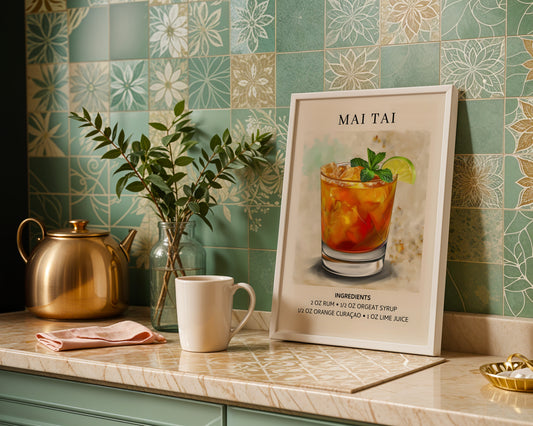 Mai Tai Cocktail Recipe Framed Poster – Framed Wall Art Poster - Image 1