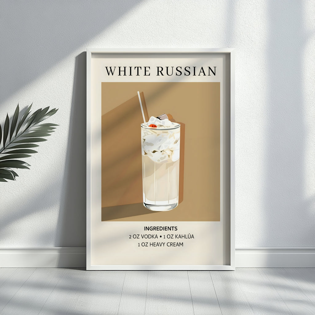 White Russian Cocktail Recipe Framed Poster – Framed Wall Art Poster - Image 2
