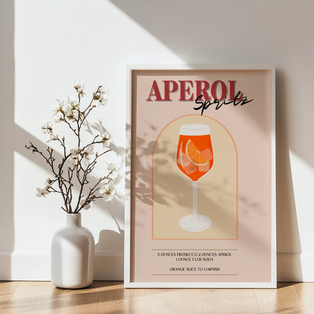 Aperol Spritz Cocktail Recipe - Style #2 Framed Poster – Framed Wall Art Poster - Image 3