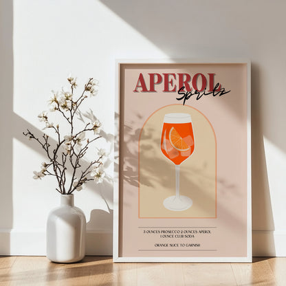 Aperol Spritz Cocktail Recipe - Style #2 Framed Poster – Framed Wall Art Poster - Image 3