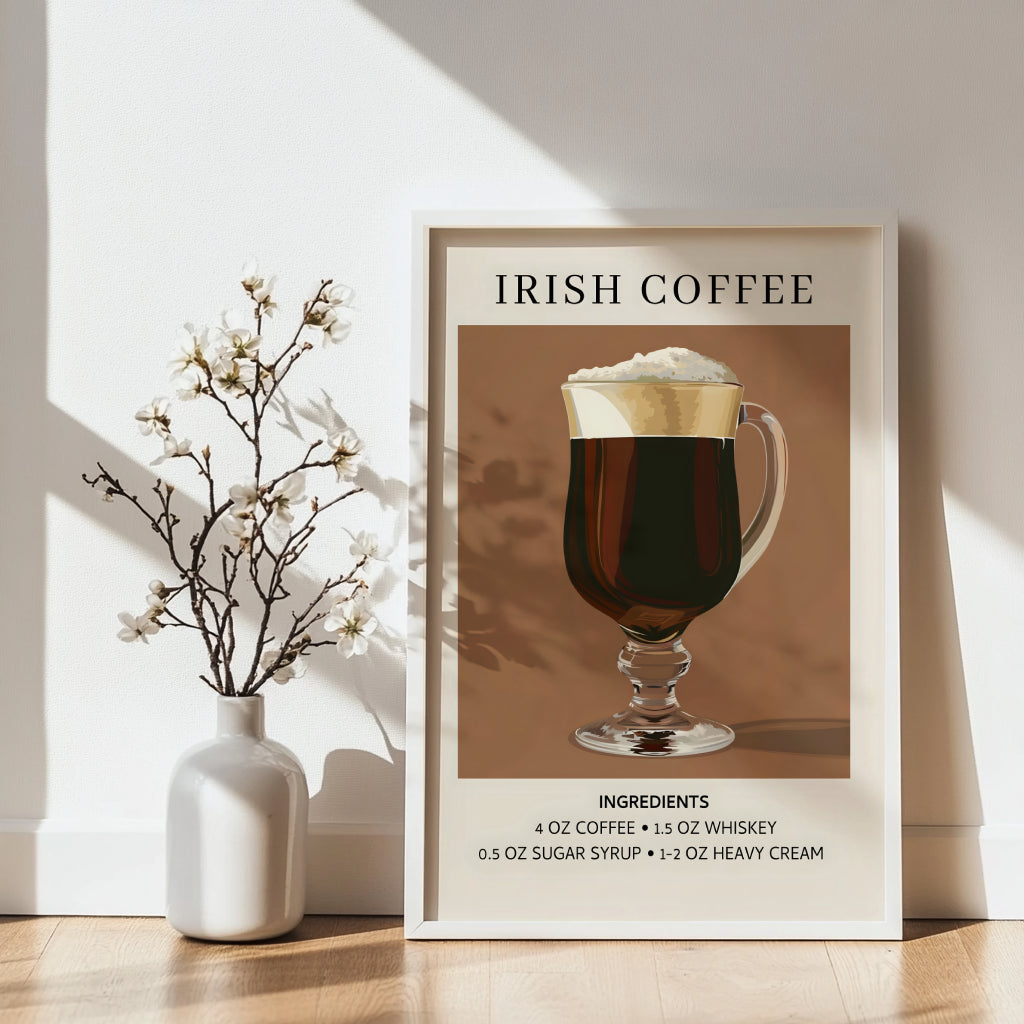 Irish Coffee Cocktail Recipe Framed Poster Wall Art – Framed Wall Art Poster - Image 4