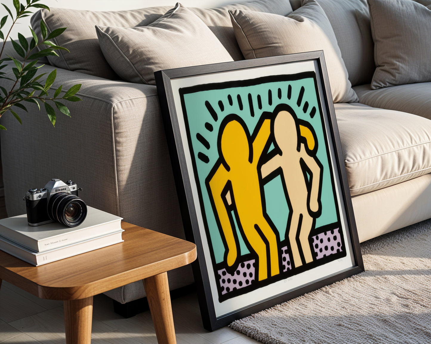 Keith Haring Style Dancing Figures Framed Poster - View 1
