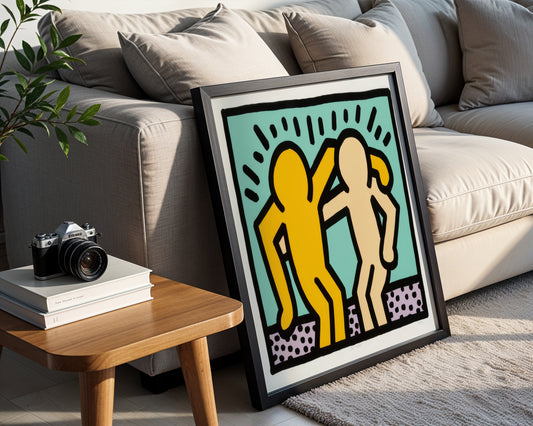 Keith Haring Style Dancing Figures Framed Poster - View 1