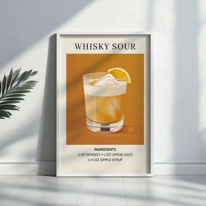 Whisky Sour Cocktail Recipe Framed Poster – Framed Wall Art Poster - Image 3