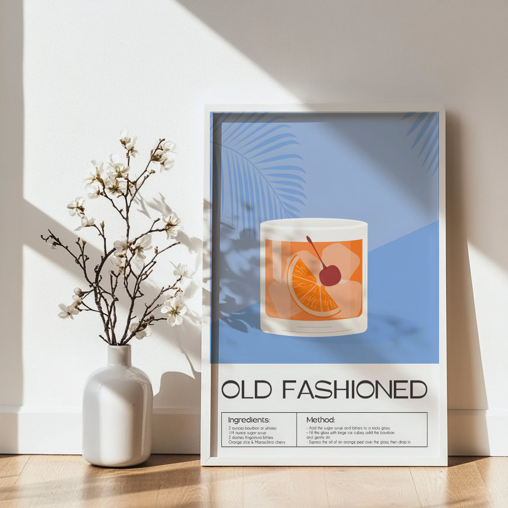 Old Fashioned Cocktail Recipe Framed Poster#1 – Framed Wall Art Poster - Image 3