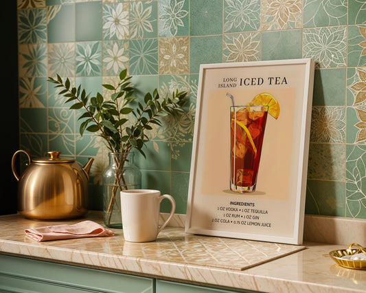 Long Island Iced Tea Cocktail Recipe Wall Art – Framed Wall Art Poster - Image 1