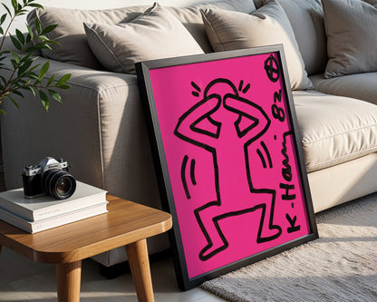 Keith Haring Cringing Figure 1982 Pop Art Framed Poster - View 1