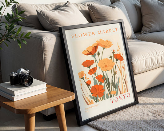 Tokyo Flower Market Poppies Framed Poster – Framed Wall Art Poster - Image 2