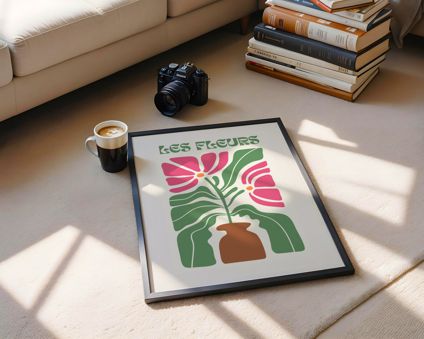 Les Fleurs Abstract Floral Framed Poster – Framed Wall Art Poster - Image 4