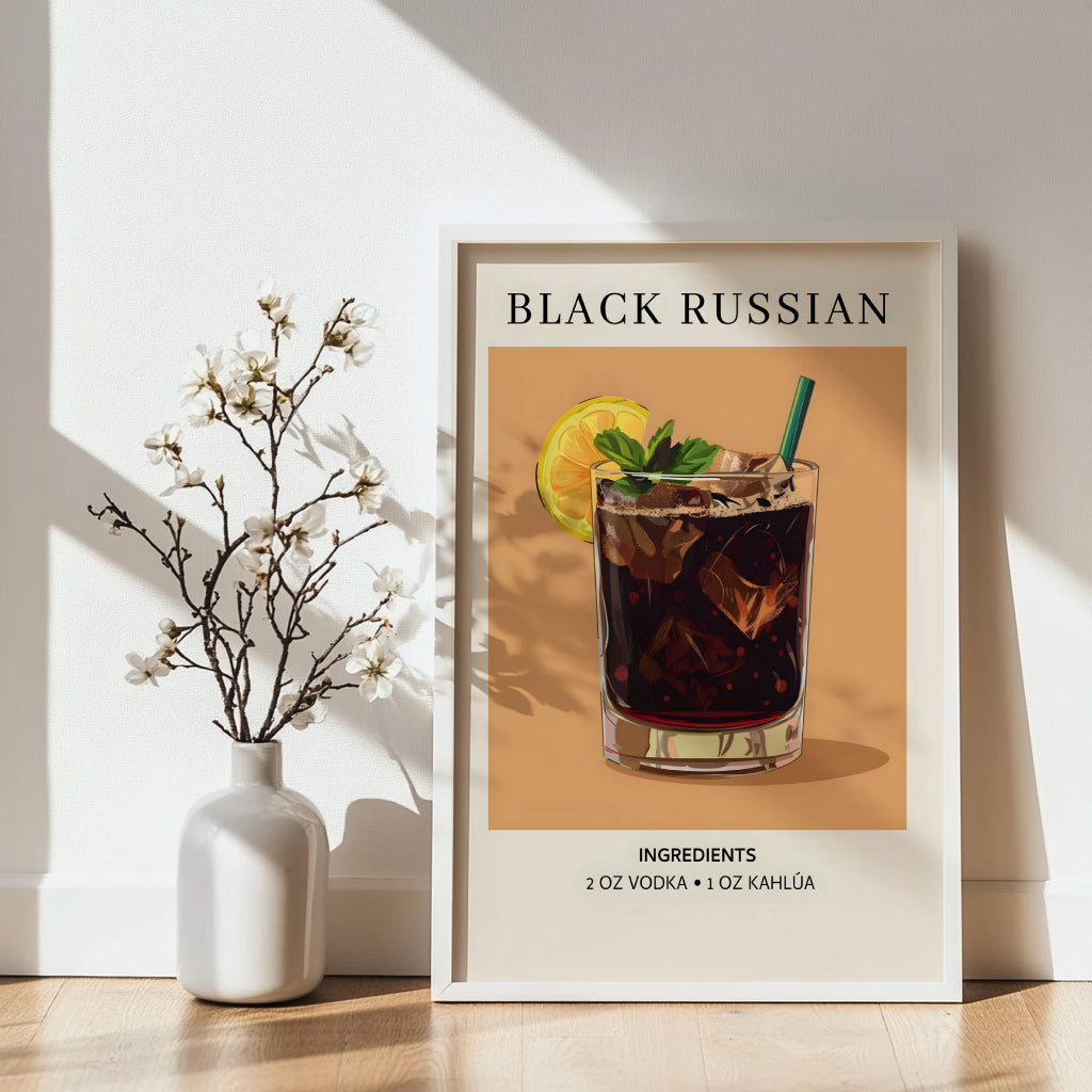 Black Russian Cocktail Recipe Framed Poster – Framed Wall Art Poster - Image 3