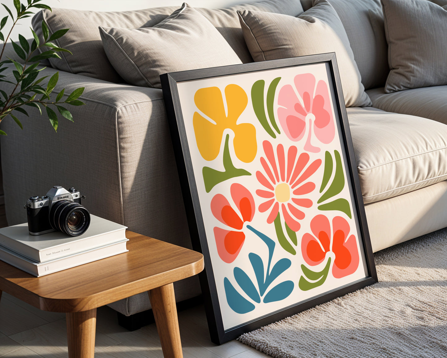 Abstract Mid-Century Modern Floral Framed Poster – Framed Wall Art Poster - Image 4