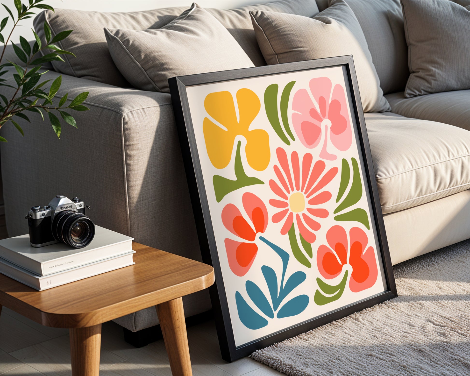 Abstract Mid-Century Modern Floral Framed Poster – Framed Wall Art Poster - Image 4