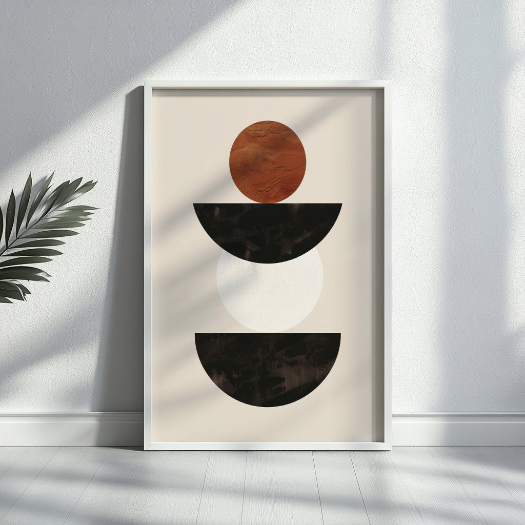 Boho Earth Tones Abstract Geometric Framed Poster – Framed Wall Art Poster - Image 1