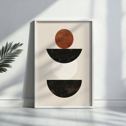 Boho Earth Tones Abstract Geometric Framed Poster – Framed Wall Art Poster - Image 1