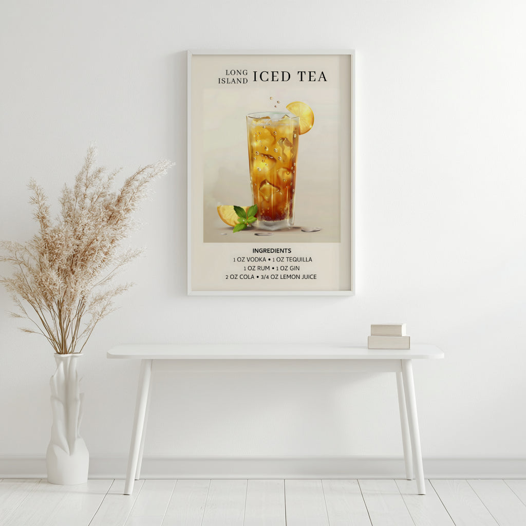 Long Island Iced Tea Cocktail Recipe Framed Poster#1 – Framed Wall Art Poster - Image 2