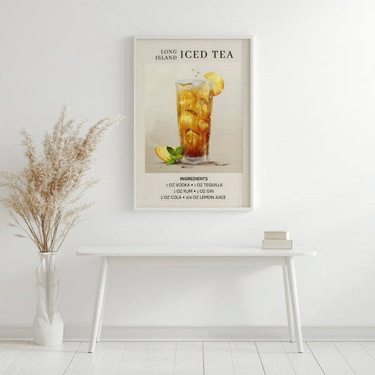 Long Island Iced Tea Cocktail Recipe Framed Poster#1 – Framed Wall Art Poster - Image 2