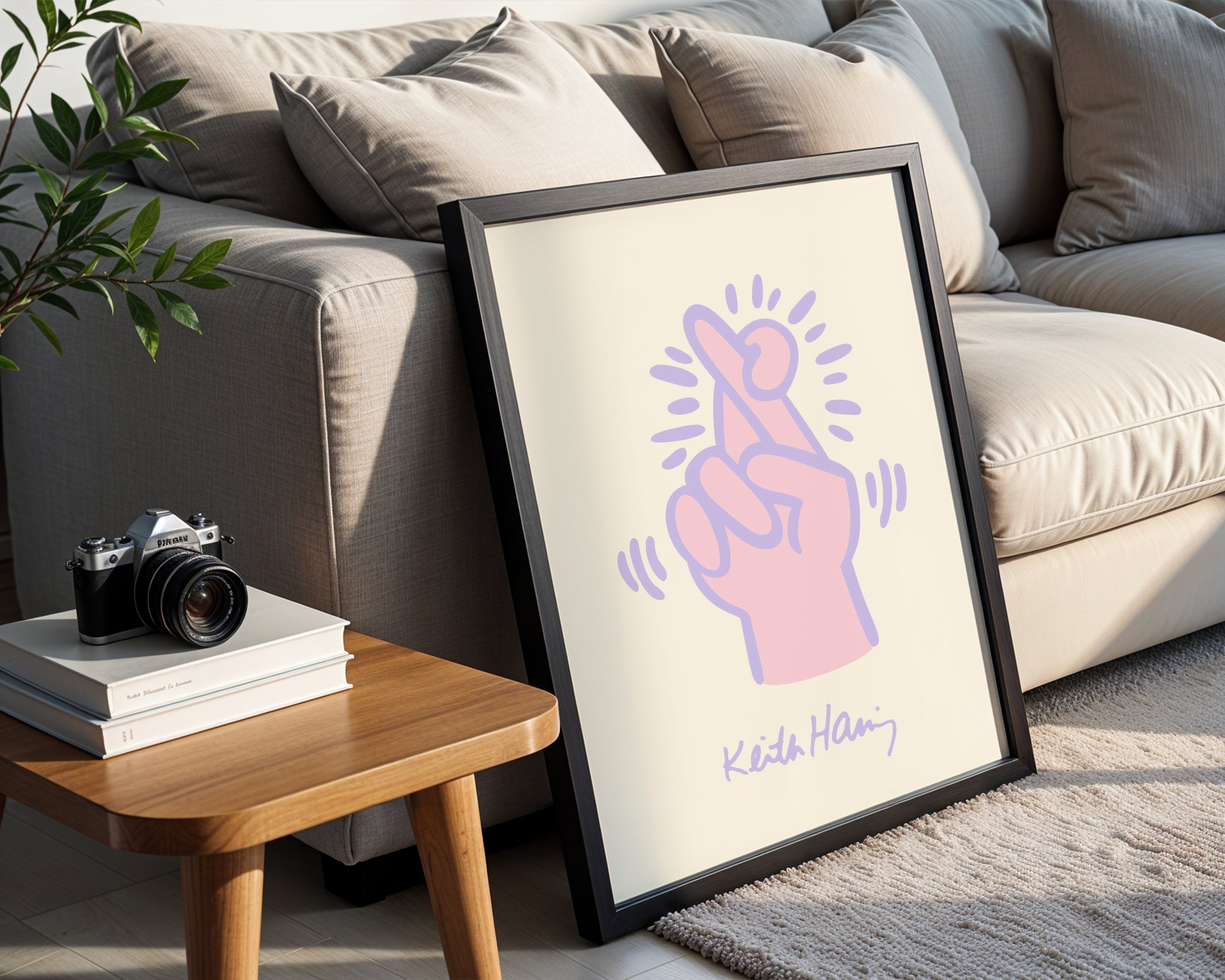 Keith Haring Fingers Crossed Pop Art Framed Poster - View 1